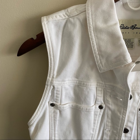 Eddie Bauer White Corduroy Jean Western Style Button Up Vest Size Small - Picture 3 of 8